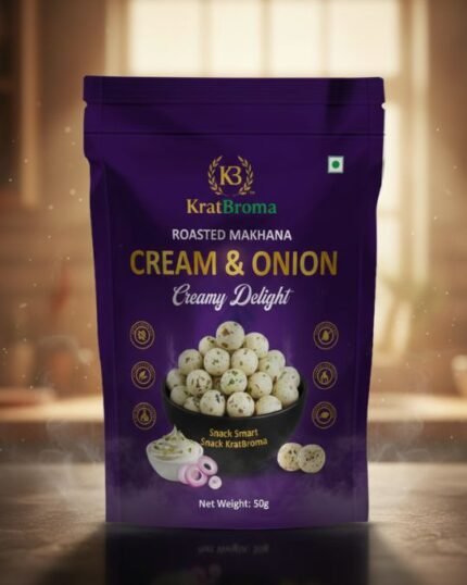 KRATBROMA CREAM & ONION ROASTED MAKHANA – 50g