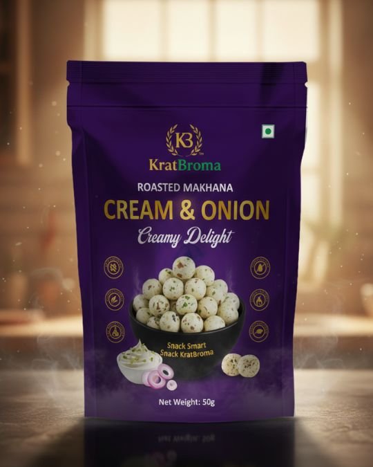 KRATBROMA CREAM & ONION ROASTED MAKHANA – 50g