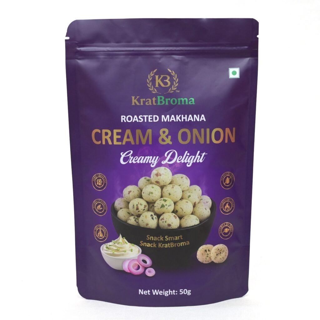 KratBroma Cream & Onion Roasted Makhana – 50g